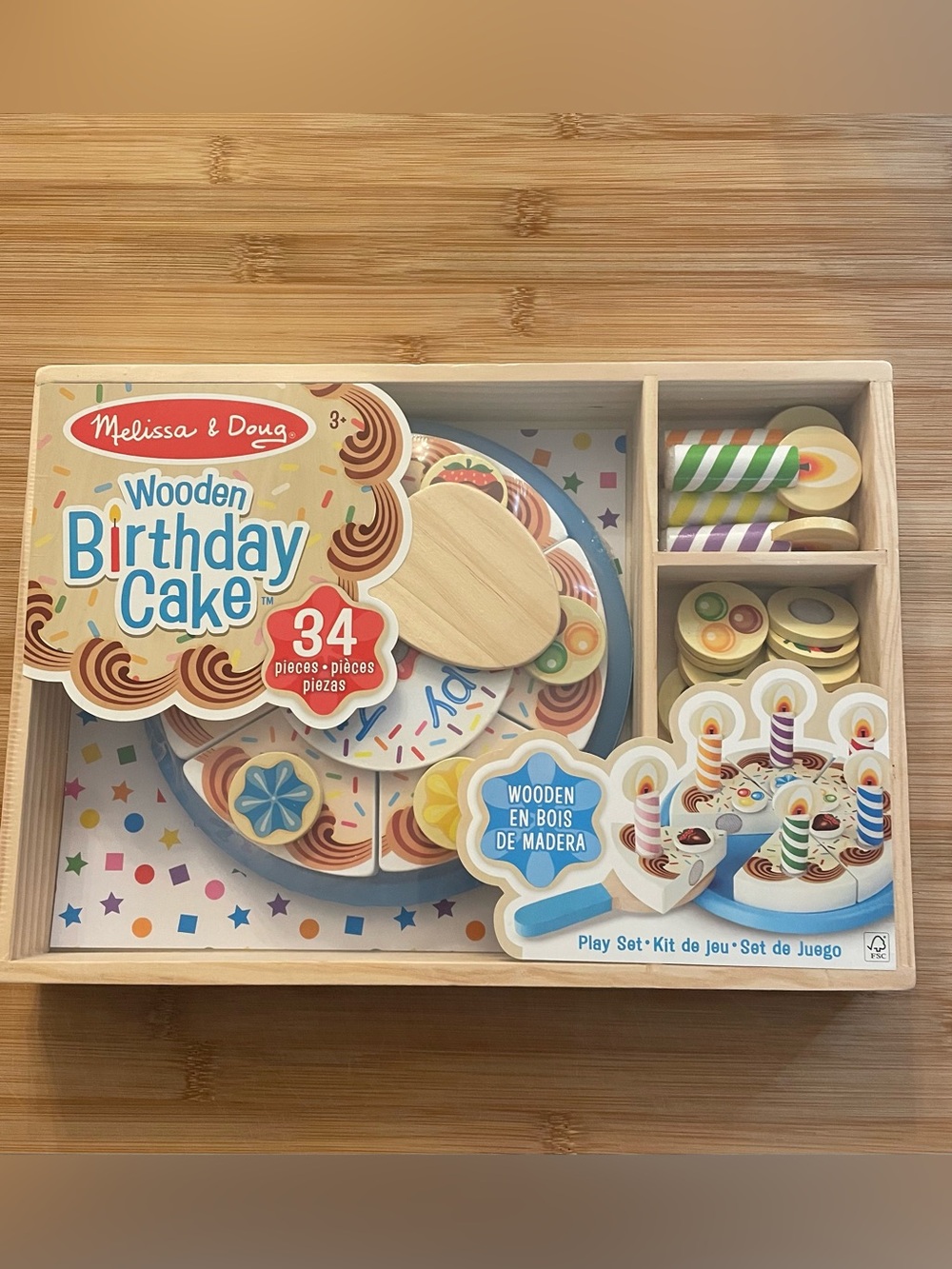 New in packaging - Melissa & Doug Wooden Birthday Cake Play Set - Multi-Color